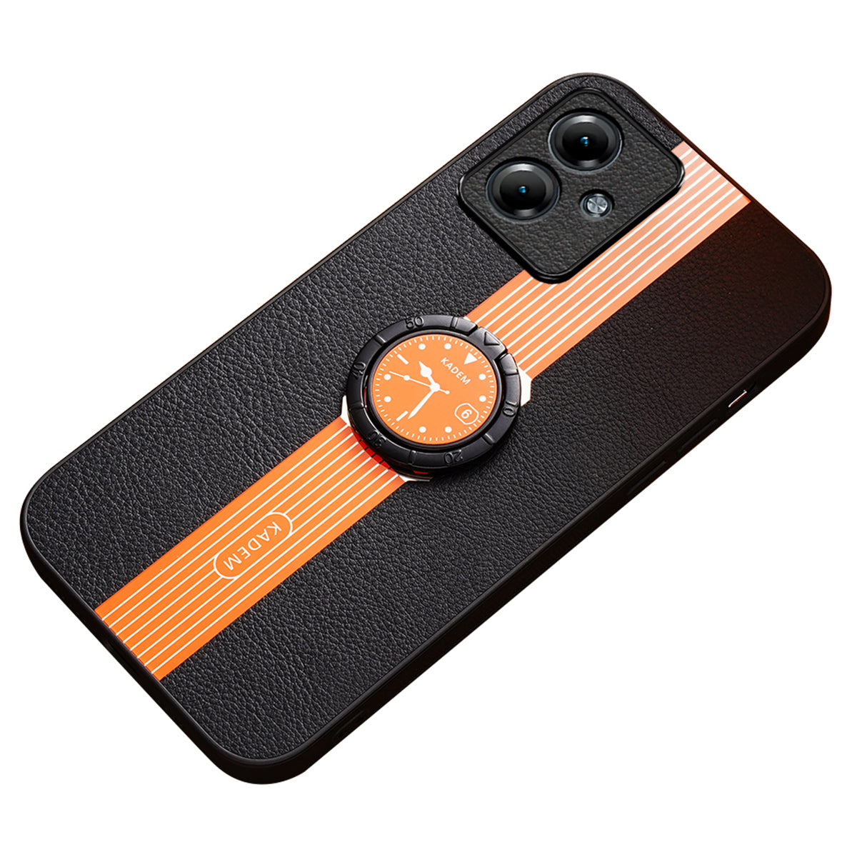 KADEM For Motorola Moto G54 5G Case Leather Coated Acrylic+TPU Phone Cover with Ring Kickstand KADEM For Motorola Moto G54 5G Case Leather Coated Acrylic+TPU Phone Cover with Ring Kickstand